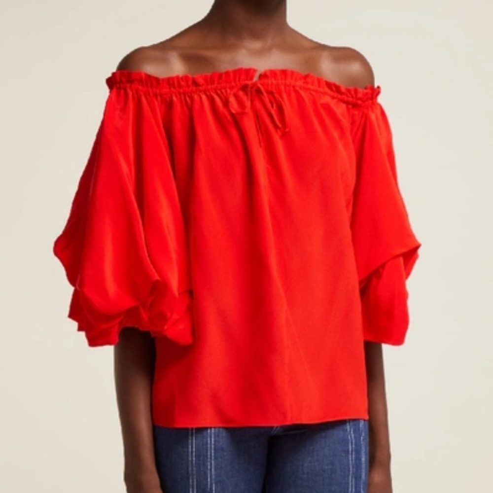 Diane Von Furstenberg red silk blouse NWT